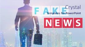  Presentation with fake news - Cool new PPT theme with fake-news-concept-in-information backdrop and a sky blue colored foreground