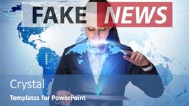  Presentation with fake news - Beautiful slide deck featuring fake-news-concept-in-information backdrop and a teal colored foreground