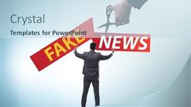  Presentation with fake news - Presentation design featuring fake-news-concept-in-information background and a sky blue colored foreground
