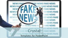  Presentation with fake news - Colorful presentation theme enhanced with fake-news-concept-in-information backdrop and a sky blue colored foreground