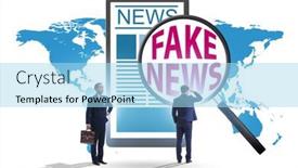  Presentation with fake news - Presentation theme enhanced with fake-news-concept-in-information background and a light blue colored foreground