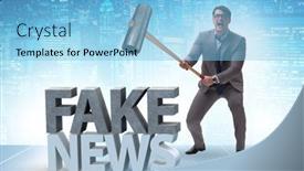  Presentation with fake news - Colorful PPT theme enhanced with fake-news-concept-in-information backdrop and a light blue colored foreground