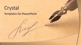  Presentation with old paper ink - Cool new slide deck with ink pen on old backdrop and a light gray colored foreground