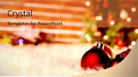  Presentation with christmas balls disco ball - Amazing presentation having fake snow against christmas tree backdrop and a gold colored foreground