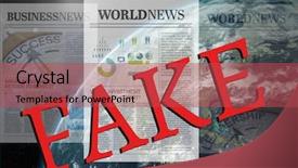  Presentation with newspapers - Cool new PPT theme with digital composite of fake text backdrop and a red colored foreground