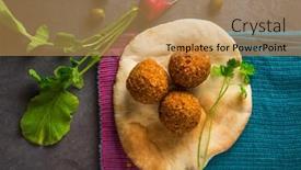  Presentation with street food - Cool new slides with falafel-dumplings-served-with-khubus backdrop and a coral colored foreground