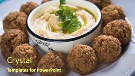  Presentation with popular - Beautiful slides featuring falafel middle eastern fried chickepa balls popular fast food meal backdrop and a tawny brown colored foreground