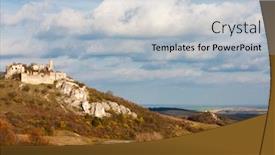  Presentation with autumn - PPT theme consisting of falkenstein-castle-in-autumn-austria background and a light blue colored foreground