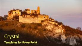  Presentation with autumn - Cool new PPT theme with falkenstein-castle-in-autumn-austria backdrop and a wine colored foreground