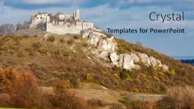  Presentation with autumn - Presentation theme with falkenstein-castle-in-autumn-austria background and a light blue colored foreground