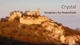  Presentation with autumn - Audience pleasing slide set consisting of falkenstein-castle-in-autumn-austria backdrop and a coral colored foreground