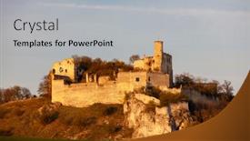  Presentation with autumn - Cool new slide deck with falkenstein-castle-in-autumn-austria backdrop and a light gray colored foreground