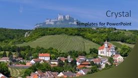  Presentation with vineyard - PPT layouts consisting of falkenstein-ruins-and-town background and a teal colored foreground