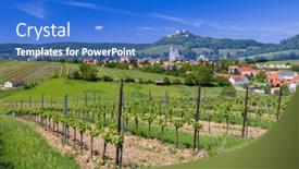 Presentation with vineyard - Slide deck having falkenstein-ruins-and-town background and a cobalt blue colored foreground