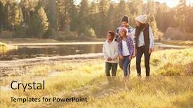  Presentation with fall lake - PPT layouts featuring fall - african american family walking background and a yellow colored foreground