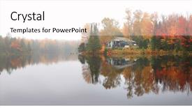  Presentation with fall lake - Theme consisting of fall - autumn tree reflections background and a white colored foreground