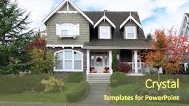  Presentation with canada - Audience pleasing presentation theme consisting of fall - beautiful upscale house in canada backdrop and a tawny brown colored foreground