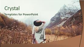  Presentation with winter weather - PPT theme featuring fall - boho woman wearing hat background and a sky blue colored foreground
