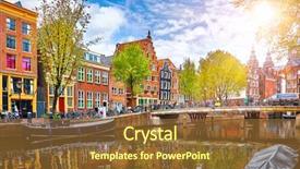  Presentation with amsterdam - Audience pleasing PPT layouts consisting of fall - channel in amsterdam netherlands houses backdrop and a tawny brown colored foreground