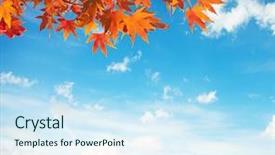  Presentation with autumn blue - Beautiful PPT theme featuring fall - colorful autumn leaves against blue backdrop and a sky blue colored foreground