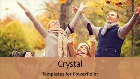  Presentation with fall season - PPT theme having fall - family childhood season and people background and a coral colored foreground