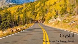  Presentation with sunny fall - Cool new slide set with fall - highway at autumn sunny day backdrop and a coral colored foreground