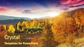  Presentation with fall morning - Beautiful theme featuring fall - majestic morning mountain landscape backdrop and a tawny brown colored foreground