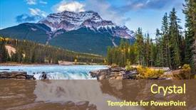  Presentation with fall waterfall - PPT layouts enhanced with fall - powerful picturesque waterfall athabasca pyramidal background and a tawny brown colored foreground