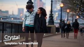  Presentation with banking bank vault door - Slides with fall arms - couple walking along south bank background and a tawny brown colored foreground