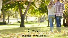  Presentation with romantic - PPT theme enhanced with fall arms - rear view of romantic couple background and a yellow colored foreground