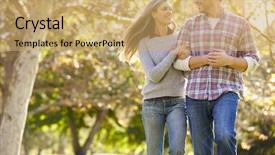  Presentation with romantic - Slide deck having fall arms - romantic couple walking through autumn background and a yellow colored foreground
