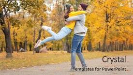  Presentation with fun - Amazing presentation having fall arms - young couple having fun backdrop and a  colored foreground