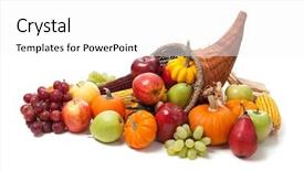  Presentation with fall leaves border white - Presentation design consisting of fall arrangement in a cornucopia background and a white colored foreground