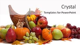  Presentation with fall - Colorful slide deck enhanced with fall arrangement in a cornucopia backdrop and a white colored foreground