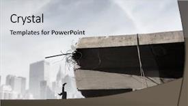  Presentation with broken bridge - Slide set with fall arrest - broken bridge background and a light gray colored foreground