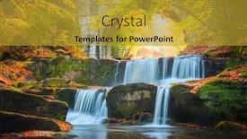  Presentation with forest bridge - Slide set enhanced with fall-autumn-landscape-river-waterfall background and a gold colored foreground