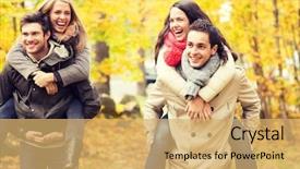  Presentation with family and home love concept - Colorful PPT layouts enhanced with person falls - love friendship family and people backdrop and a yellow colored foreground