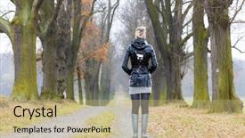  Presentation with rubber - Presentation featuring fall back - woman wearing rubber boots background and a coral colored foreground