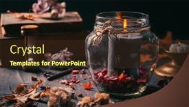  Presentation with scented candle - Presentation theme with fall-candle-decoration-with-dried background and a tawny brown colored foreground