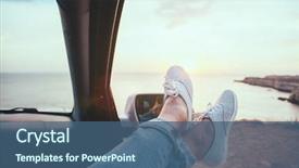  Presentation with freedom - PPT layouts having fall car trip in sunset background and a ocean colored foreground