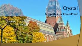  Presentation with university building - Theme having fall college - sanders theater and memorial hall background and a light blue colored foreground