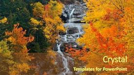  Presentation with 3d character colorful music - PPT theme featuring fall color - colorful autumn creek white mountain background and a tawny brown colored foreground