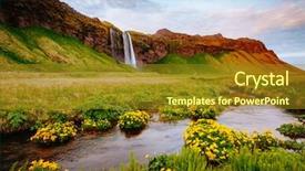  Presentation with green beauty - Slide set with iceland europe discover the world background and a gold colored foreground