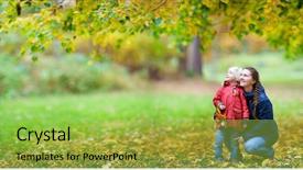  Presentation with fall season - Colorful slides enhanced with fall season - mother and her little daughter backdrop and a gold colored foreground