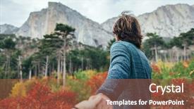  Presentation with welcome back friend - Colorful theme enhanced with fall colors wanderlust and follow backdrop and a tawny brown colored foreground