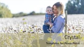  Presentation with mother child - PPT theme featuring fall day in a cotton background and a mint green colored foreground