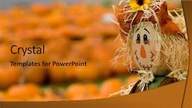 Presentation with straw - Colorful slide set enhanced with pumpkin patch featuring a scarecrow backdrop and a gold colored foreground