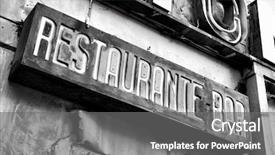  Presentation with fall down - Colorful theme enhanced with fall down - sign of deserted restaurant backdrop and a gray colored foreground