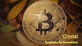  Presentation with autumn leaves - Amazing theme having fall economy - golden bitcoin btc coin backdrop and a tawny brown colored foreground
