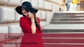  Presentation with plus size fashion model - Presentation theme enhanced with fall fashion elegant look plus background and a  colored foreground